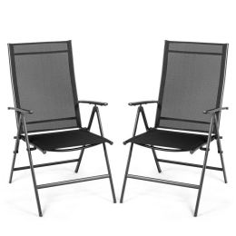 Set of 2 Adjustable Portable Patio Folding Dining Chair Recliners