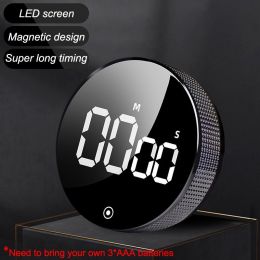 Magnetic Kitchen Timer Rotary Digital Timer Manual Countdown Alarm Clock Mechanical Cooking Timer Cooking Shower Study Stopwatch (Ships From: China, Color: Upgrade black)